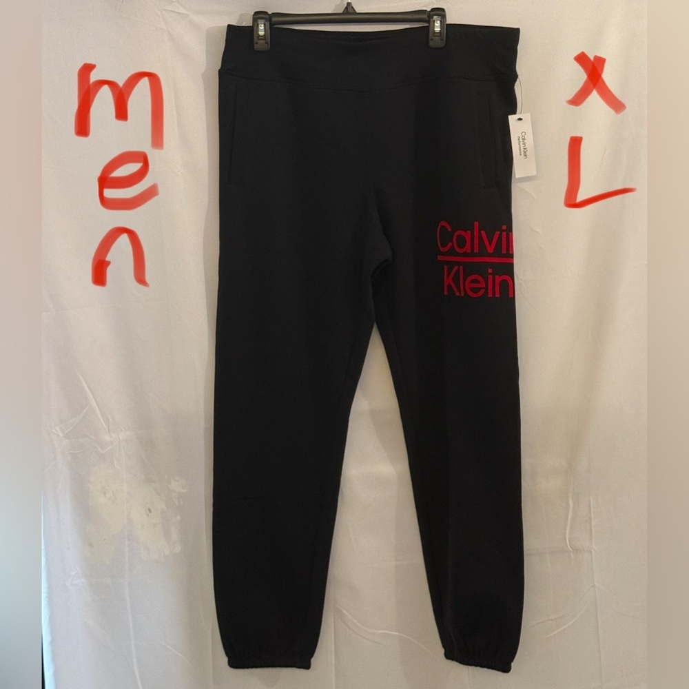 Calvin Klein Black Sweatpants with Red Logo